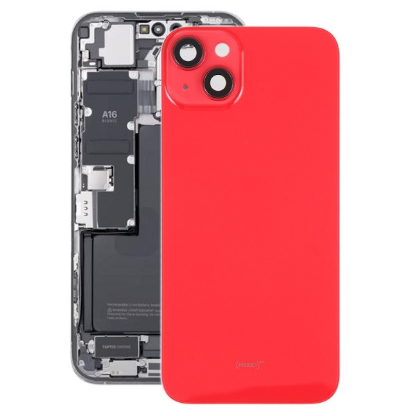 Glass Battery Back Cover with Holder for iPhone 14 (Red)