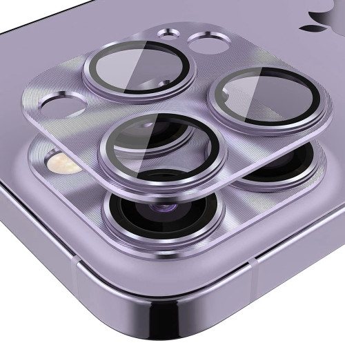 ENKAY Aluminium Alloy Tempered Glass Lens Cover Film for iPhone 14 Pro / 14 Pro Max (Purple)