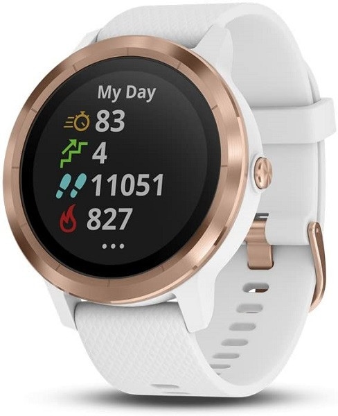 NEW Garmin Vivoactive 3 Smartwatch Activity Tracking White Band Rose Gold 