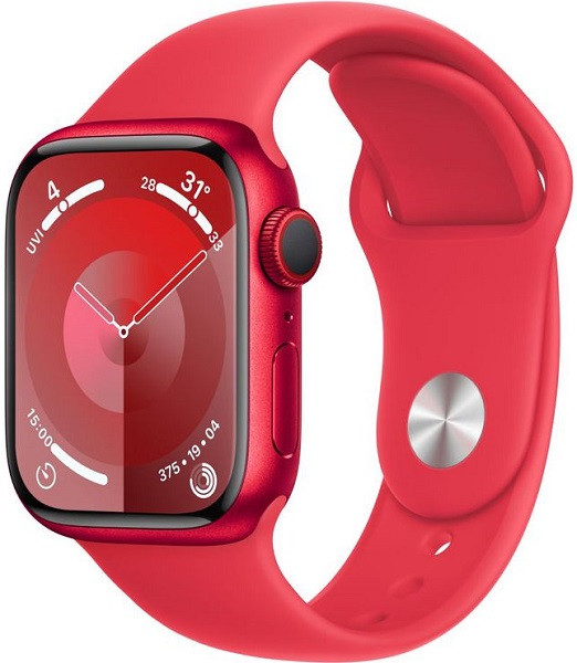 Apple Watch Series 9 GPS 41mm Red Aluminium Case with M/L Red Sport Band