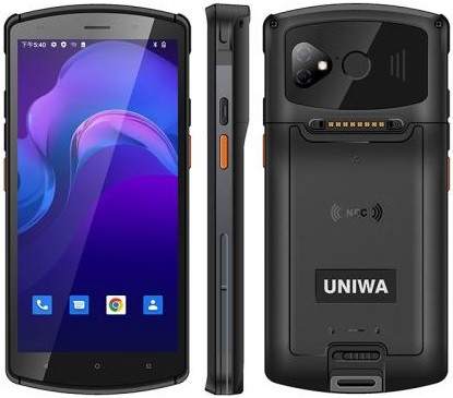 UNIWA V7S PDA Barcode Scanner Rugged Phone Dual Sim 64GB Black (4GB RAM) - UK Plug