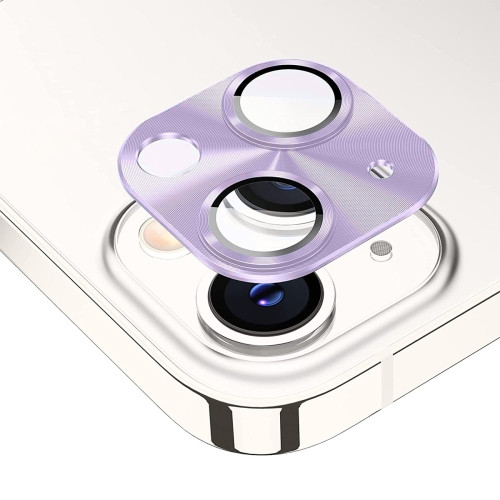 ENKAY Aluminium Alloy Tempered Glass Lens Cover Film for iPhone 14 / 14 Plus (Purple)
