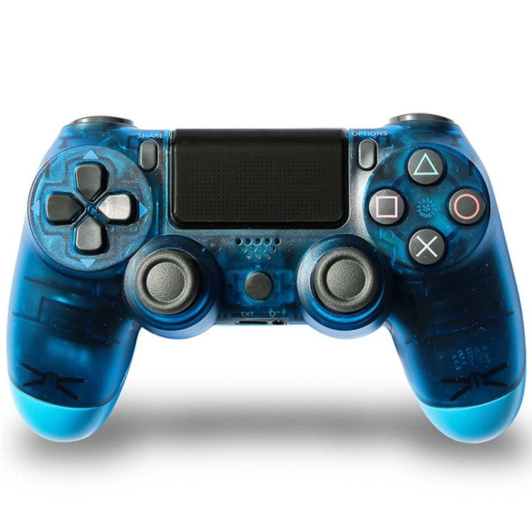 Прозрачный беспроводной Bluetooth игровой контроллер с лампой для PS4 (сини...