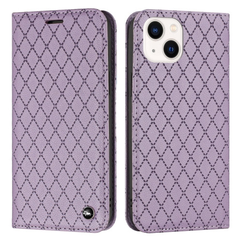 Diamond Lattice Flip Leather Phone Case for iPhone 14 Plus (Purple)