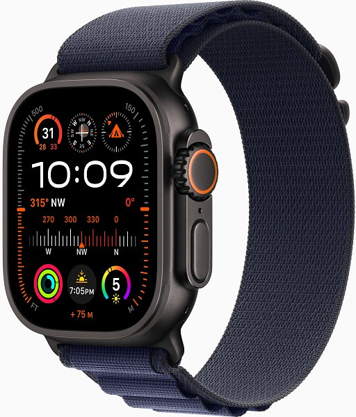 Apple Watch Ultra 2 GPS + Cellular 49mm Black Titanium Case with Medium Navy Alpine Loop