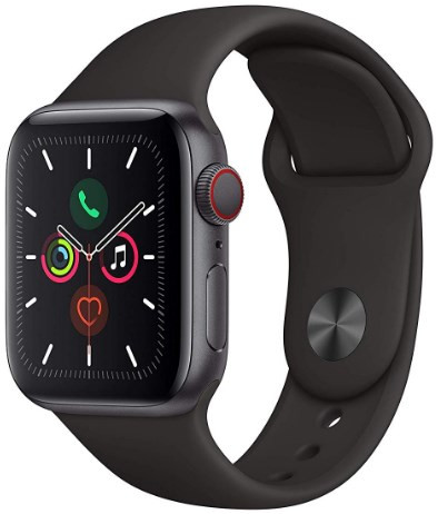 Apple Watch Series 5, сотовый, 40 мм, серый, с черной спортивной лентой (X32)