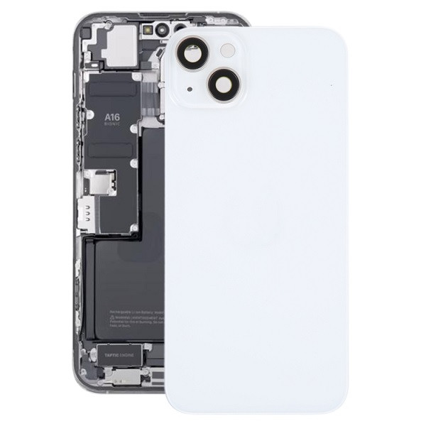 Glass Battery Back Cover with Holder for iPhone 14 (White)