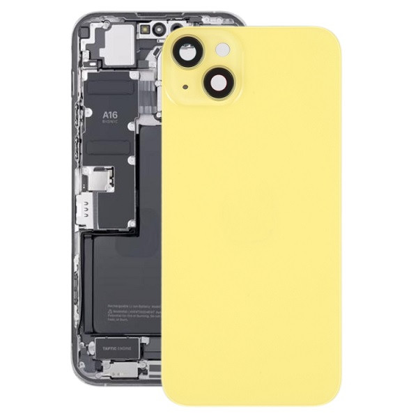 Glass Battery Back Cover with Holder for iPhone 14 (Yellow)