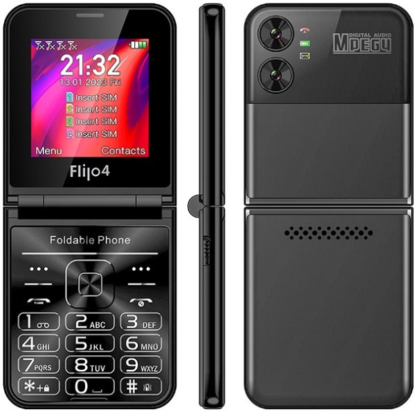 UNIWA F265 Flip Phone Quad Sim Black