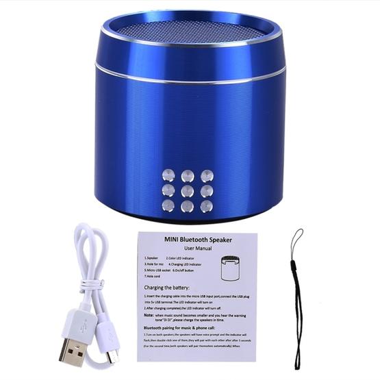 Portable True Wireless Stereo Mini Bluetooth Speaker with LED Indicator & Sling (Blue)