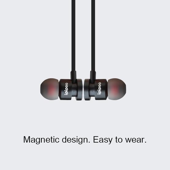 ipipoo iL93BL Magnetic Ear Shell Bluetooth Headset Black